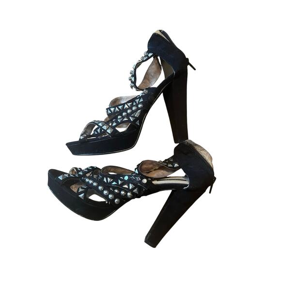 Forever 21 Y2K Black Studded Heels 7 - Picture 3 of 7